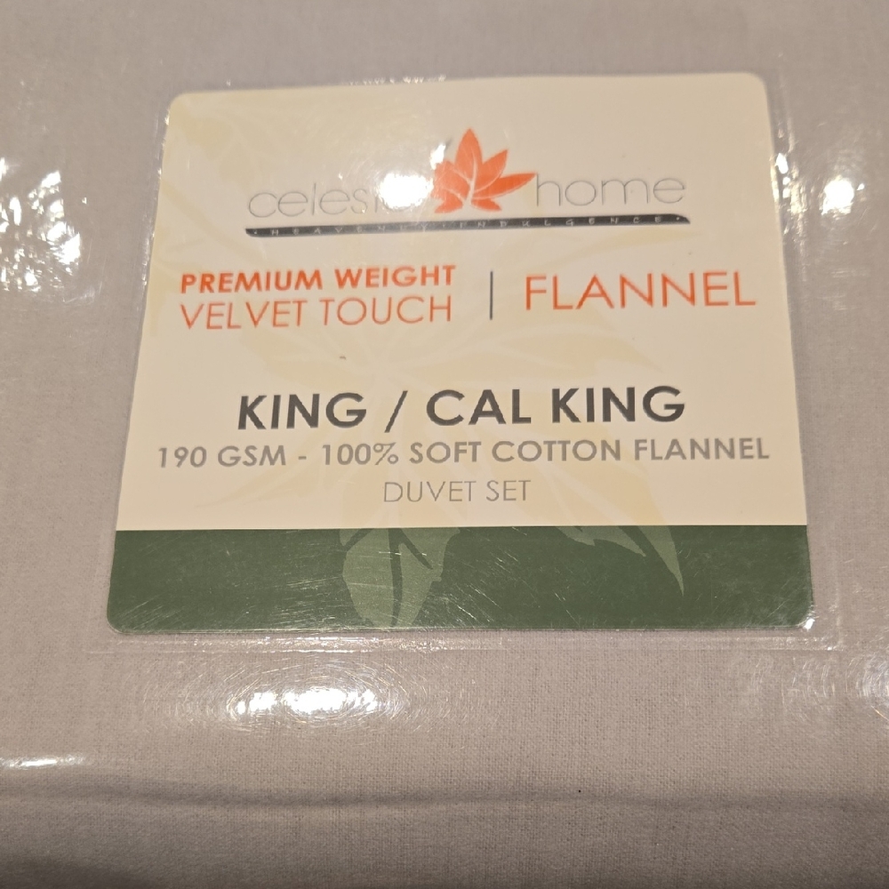 Celeste Home Gray Velvet Touch Duvet Cover 100%Cotton Flannel